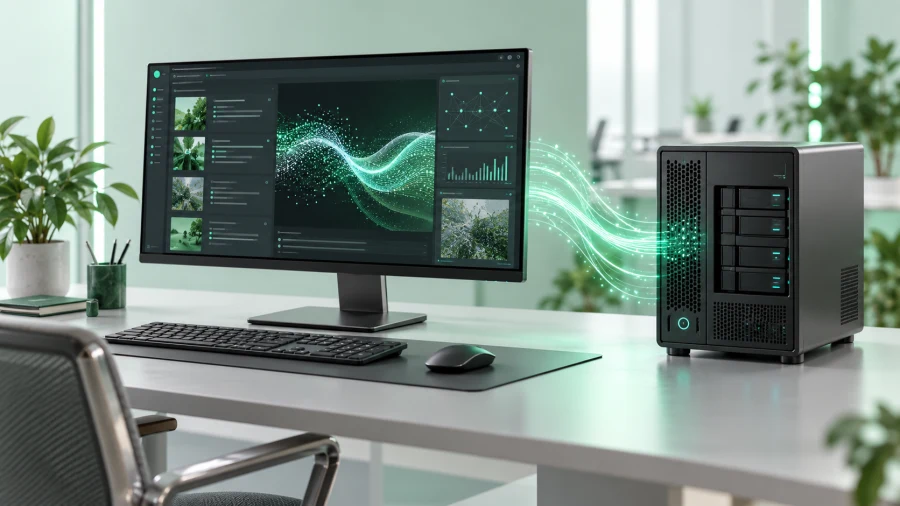 A professional workstation running a private AI workload on existing business hardware